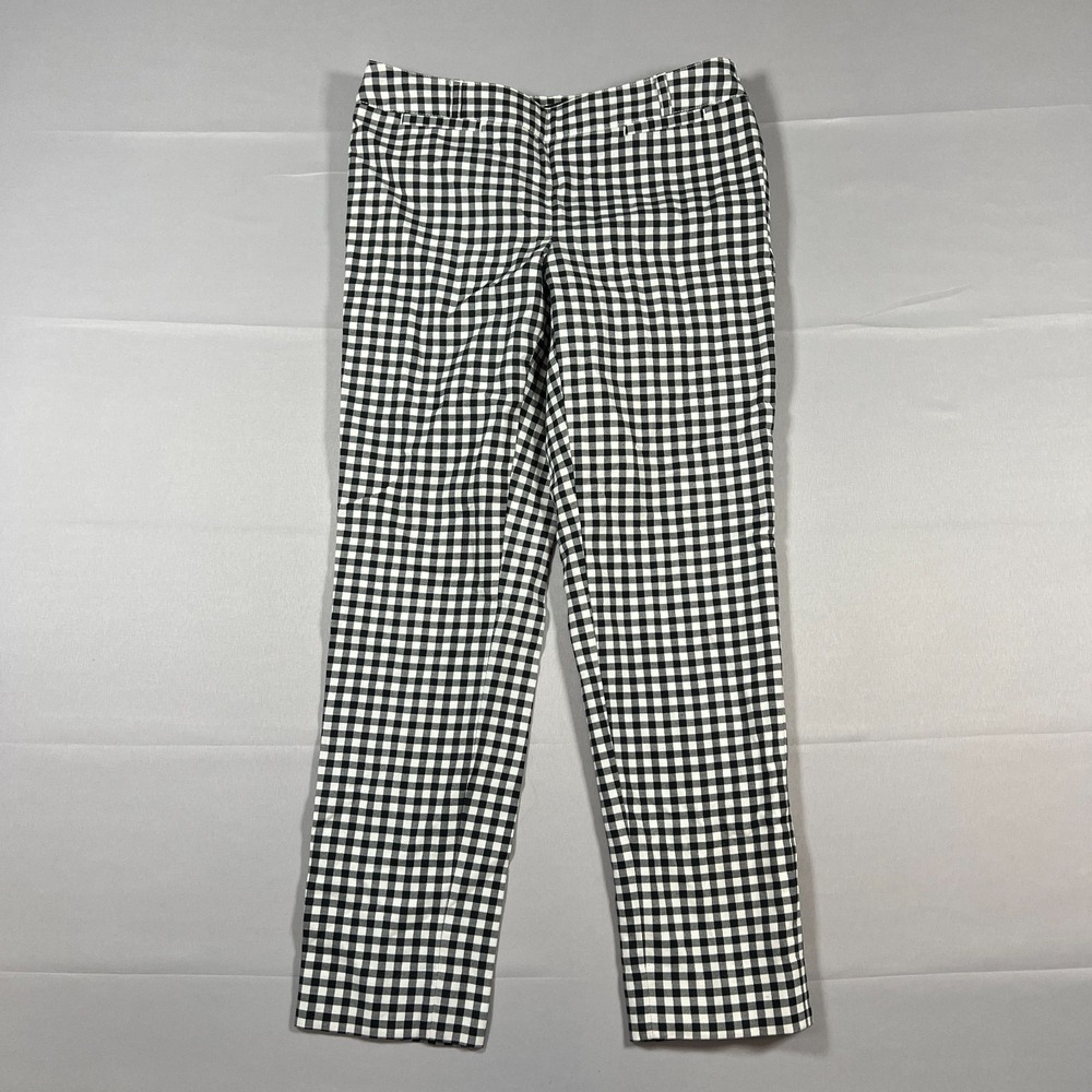 White House Black Market Slim Ankle Pants Womens 2R White Black Gingham Check